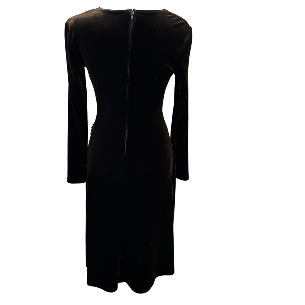 Tadashi Shoji Velvet Brown Ruched Wrap Dress Long Sleeve Stretchy‎ 
Midi XS - Picture 2 of 14